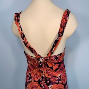 Free People Floral Tank Top - Red and Black